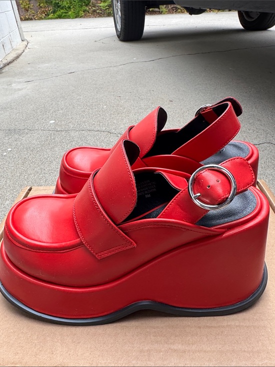 Melissa Shoes - Delia’s Platform Slingback Loafer Sandals in Red